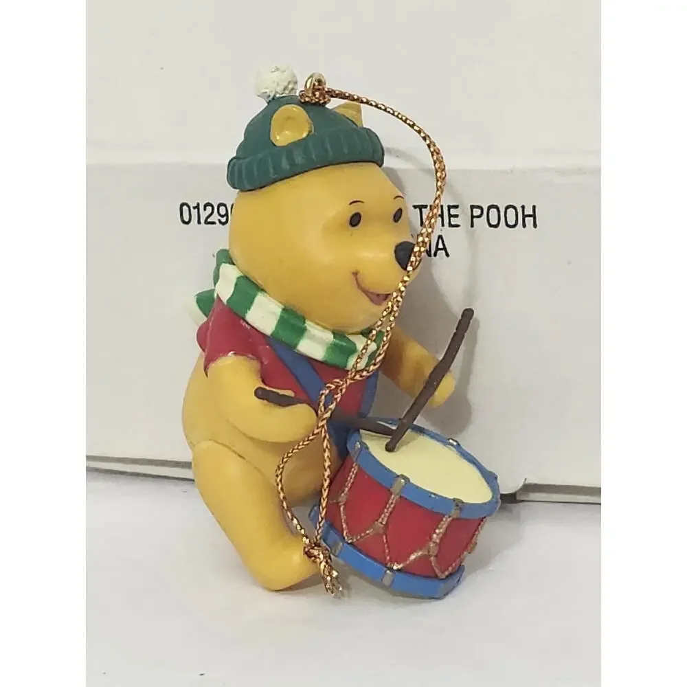 Vintage Disney Winnie the Pooh Christmas Ornament Boxed Drummer Figurine